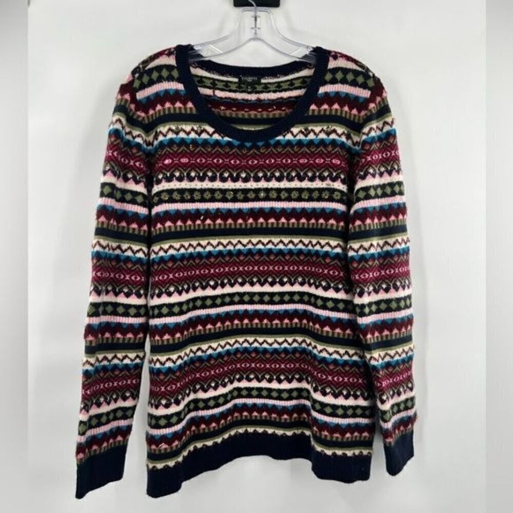 Talbots chunky knit multicolored long sleeve sweater size L